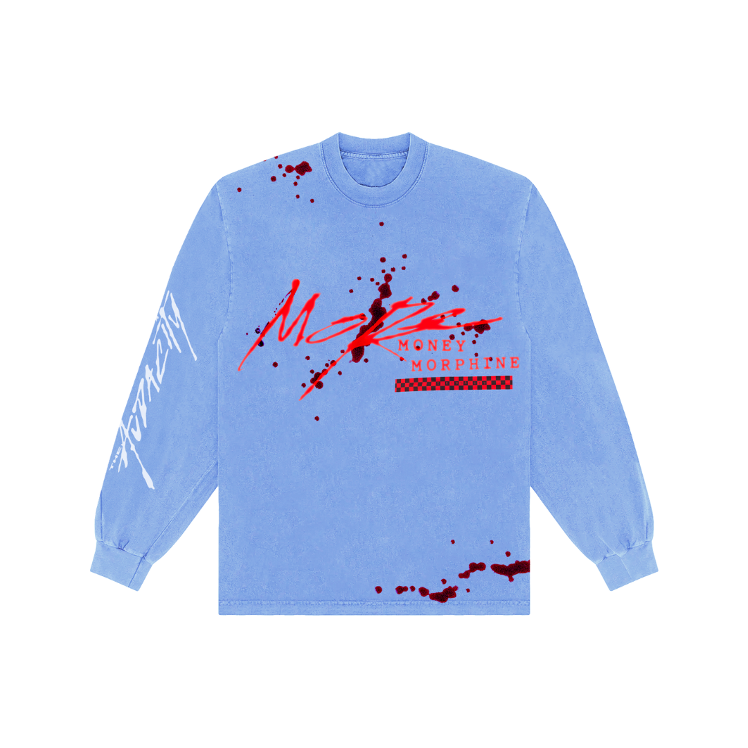 Blue Mineral Wash Long Sleeve Blue Puff Ink
