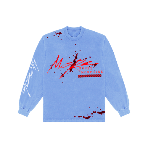 Blue Mineral Wash Long Sleeve Blue Puff Ink
