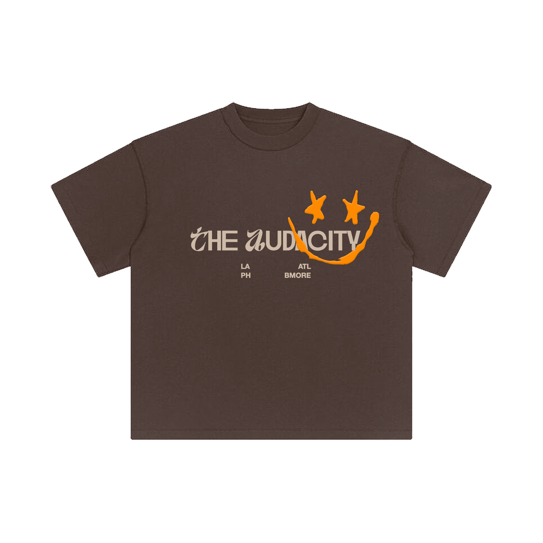 Brown Boxy Heavyweight Tee Orange Puff Ink