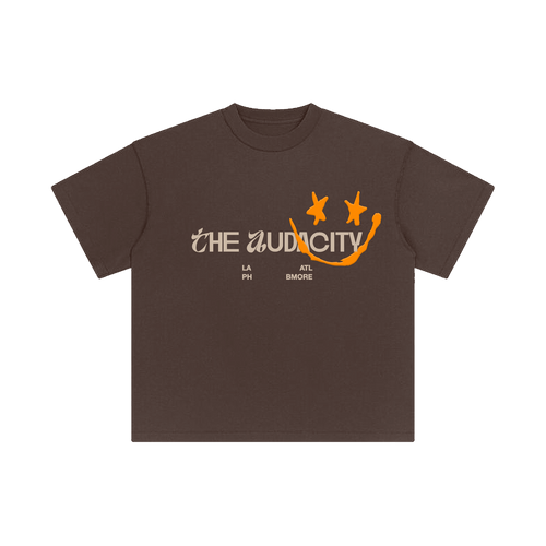 Brown Boxy Heavyweight Tee Orange Puff Ink
